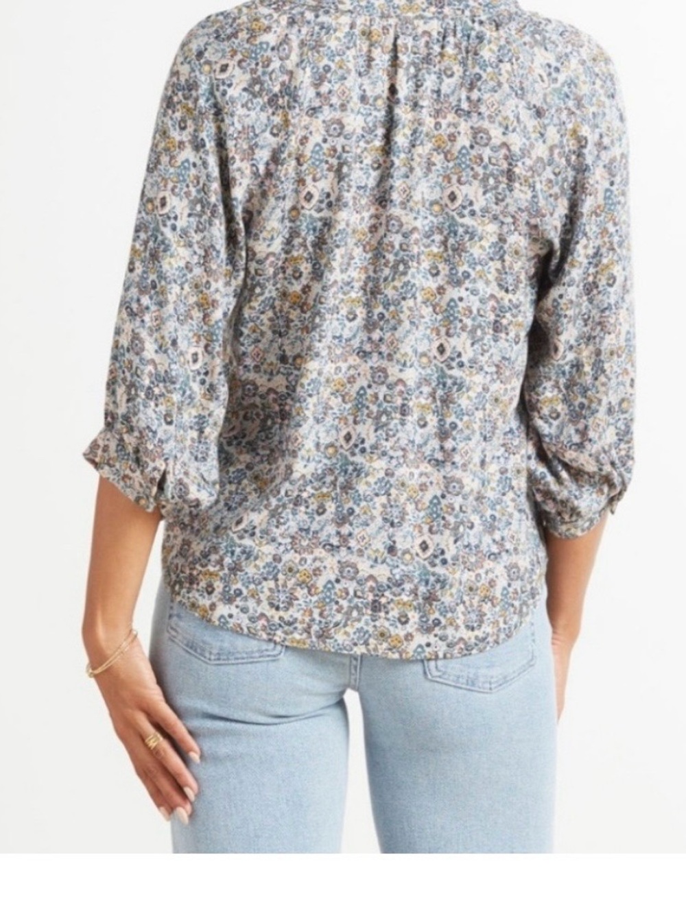 Roan+Ryan Alice Raglan Peasant Floral Artistry Blouse 3/4 Sleeve w/Button/V-Neck - Picture 3 of 9